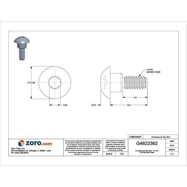 Binding Screw, 1/4