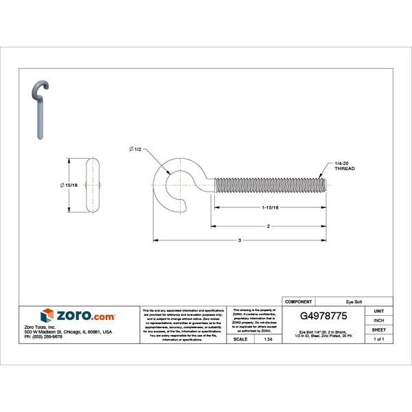 Eye Bolt 1/4
