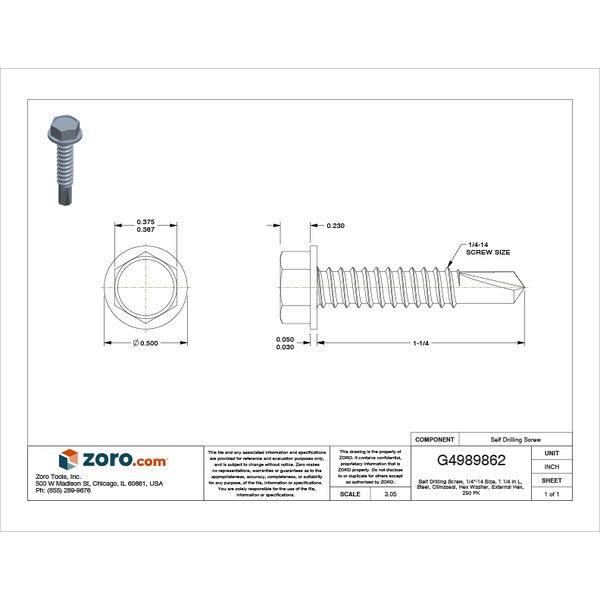 Self-Drilling Screw, 1/4