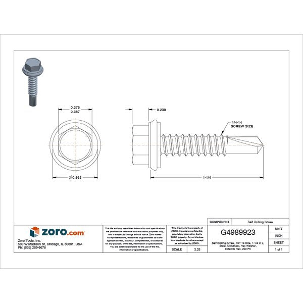 Self-Drilling Screw, 1/4