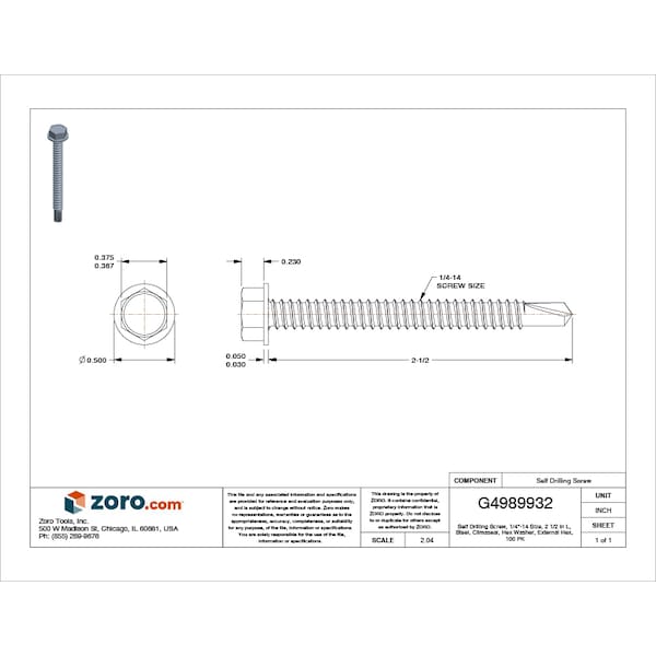 Self-Drilling Screw, 1/4