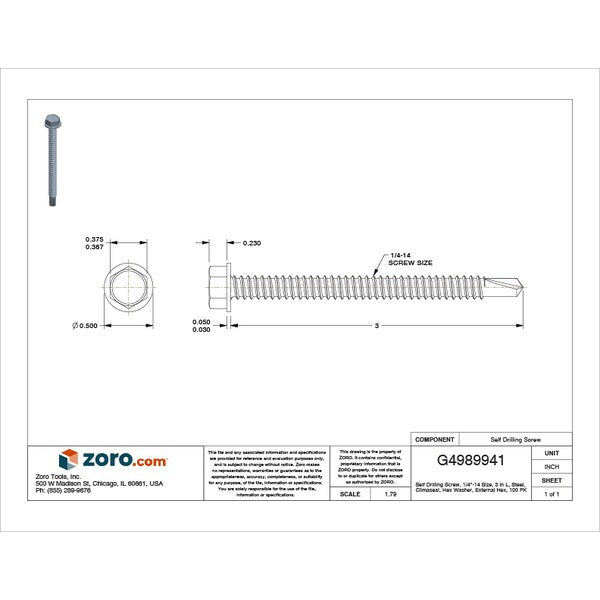 Self-Drilling Screw, 1/4