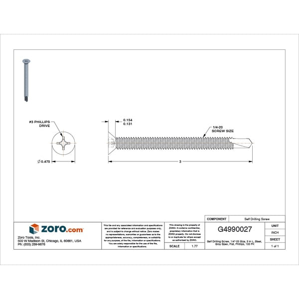 Self-Drilling Screw, 1/4