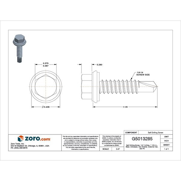 Self-Drilling Screw, 1/4