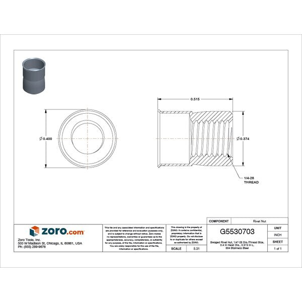 Rivet Nut, 1/4