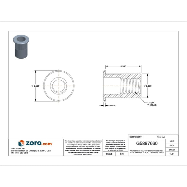Rivet Nut, 1/4