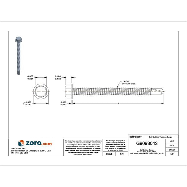 Self-Drilling Screw, 1/4