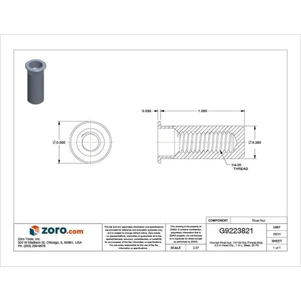 Rivet Nut, 1/4