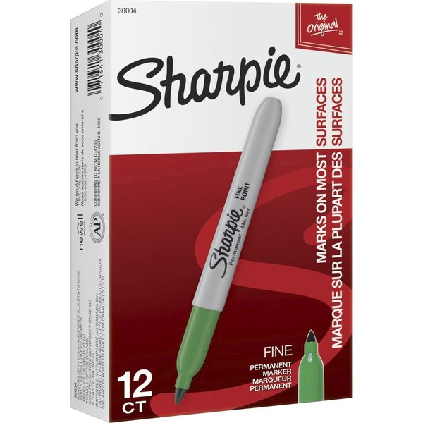 Permanent Marker, Fine Tip Green PK12