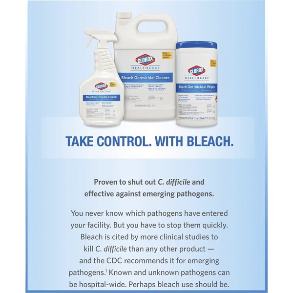 Germicidal Disinfecting Wipes, White, Canister, Hard, Non Porous Surfaces, 150 Wipes, 5 in x 6 in