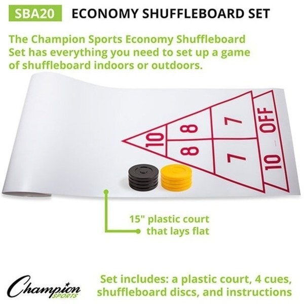 Economy Shuffleboard Set, Ct, Cues Discs