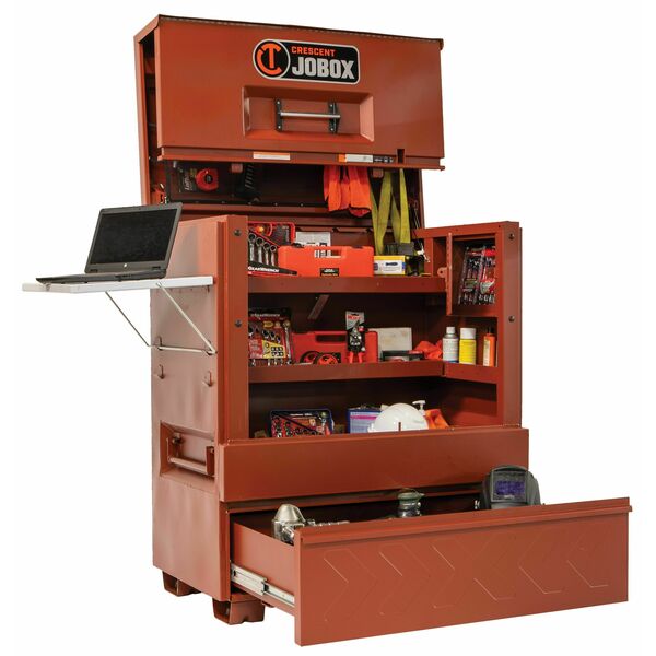 Piano-Style Jobsite Box, 51 in, Brown