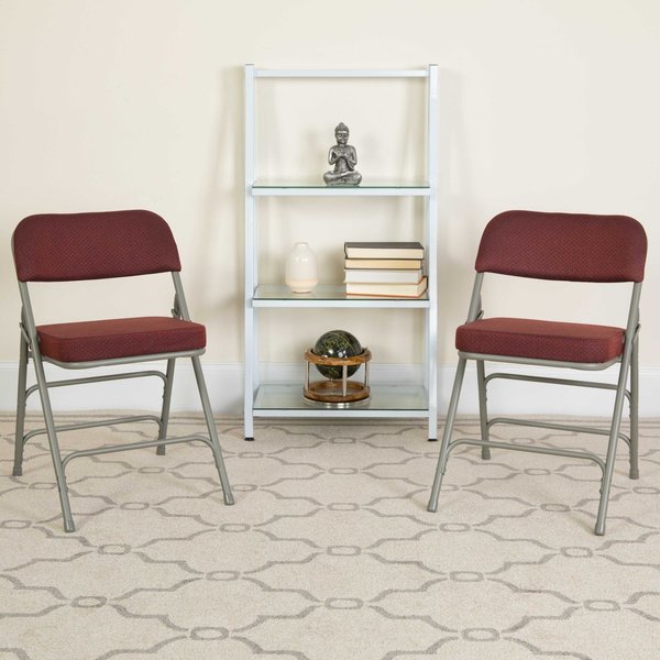 Burgundy Fabric Folding Chair,PK2