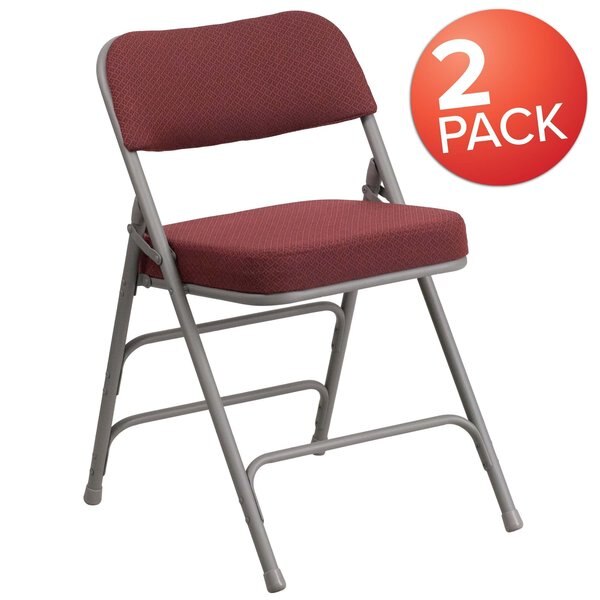 Burgundy Fabric Folding Chair,PK2