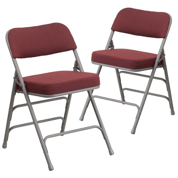 Burgundy Fabric Folding Chair,PK2
