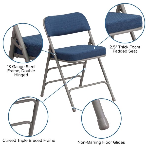 Navy Fabric Folding Chair,PK2