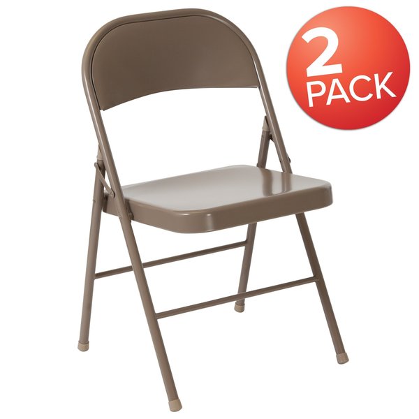 HERCULES Series Double Braced Beige Metal Folding Chair