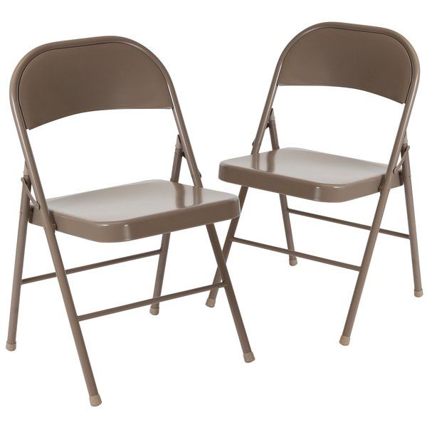 HERCULES Series Double Braced Beige Metal Folding Chair