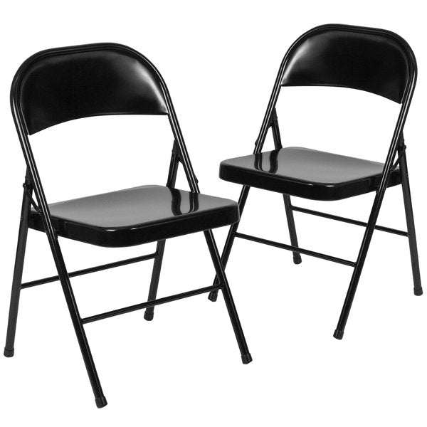 HERCULES Series Double Braced Black Metal Folding Chair