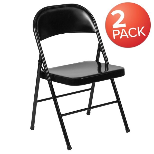 HERCULES Series Double Braced Black Metal Folding Chair
