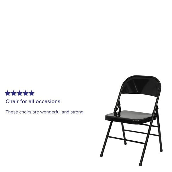 HERCULES Series Double Braced Black Metal Folding Chair