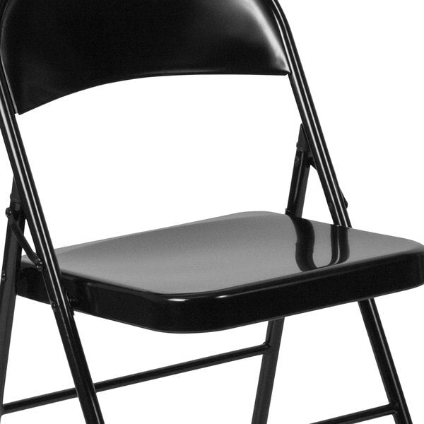 HERCULES Series Double Braced Black Metal Folding Chair