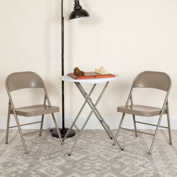 HERCULES Series Double Braced Gray Metal Folding Chair