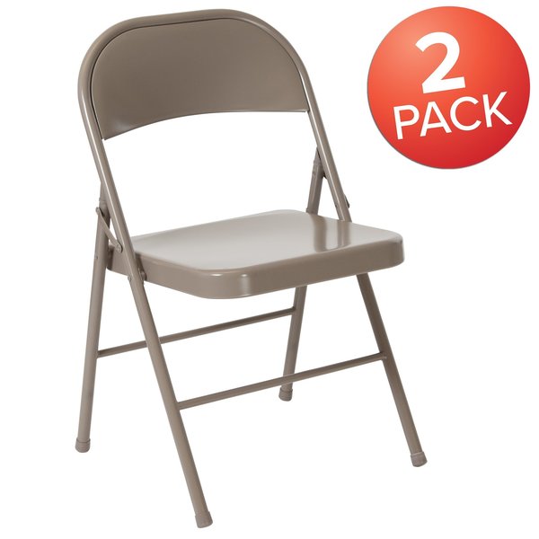 HERCULES Series Double Braced Gray Metal Folding Chair