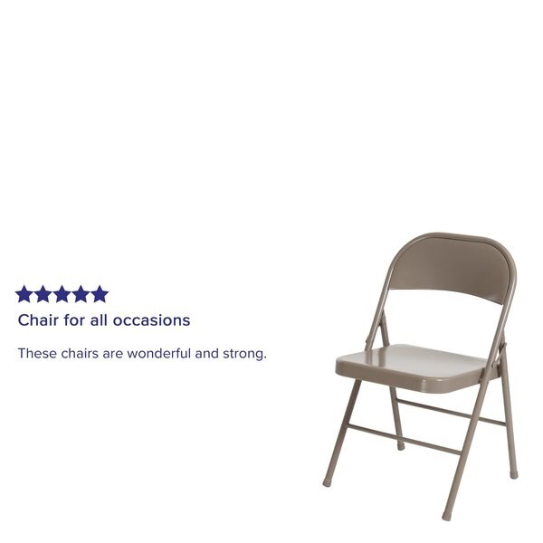 HERCULES Series Double Braced Gray Metal Folding Chair