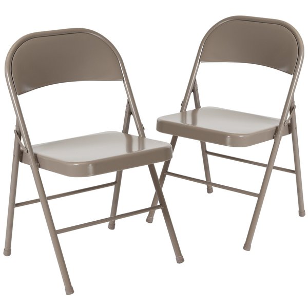 HERCULES Series Double Braced Gray Metal Folding Chair
