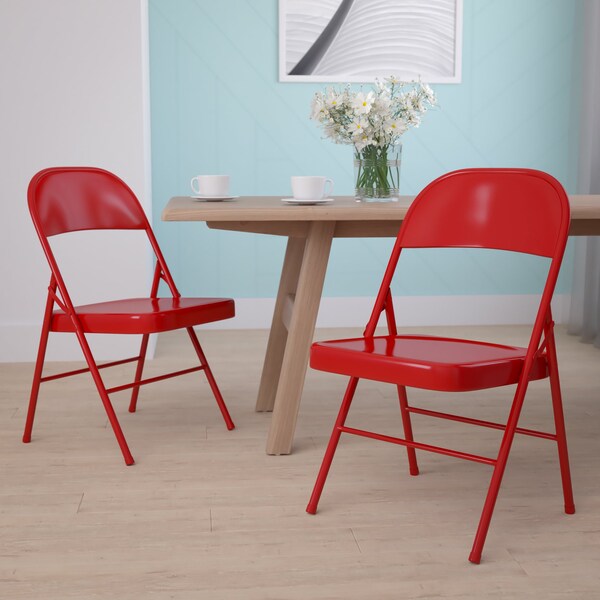 HERCULES Series Double Braced Red Metal Folding Chair