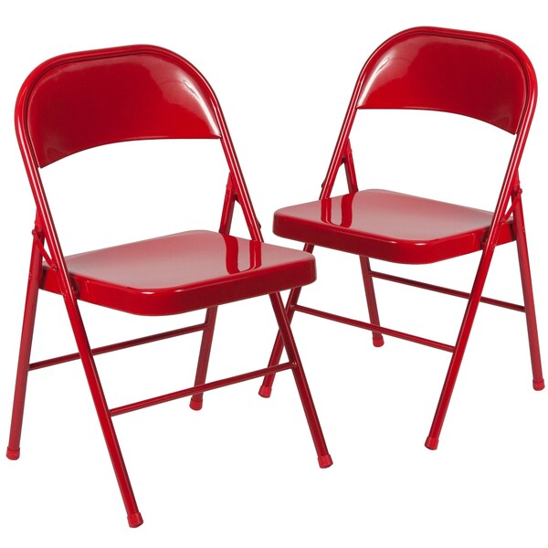 HERCULES Series Double Braced Red Metal Folding Chair