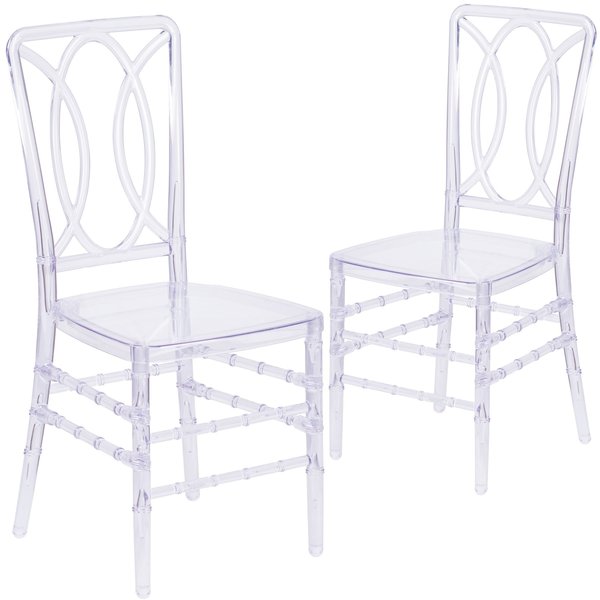 Flash Elegance Crystal Ice Stacking Chair with Designer Back