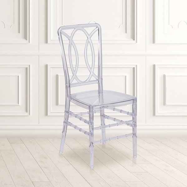 Flash Elegance Crystal Ice Stacking Chair with Designer Back
