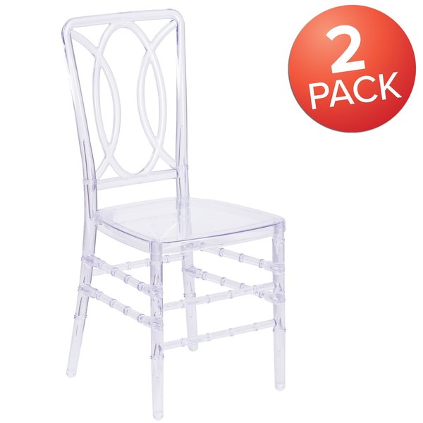 Flash Elegance Crystal Ice Stacking Chair with Designer Back
