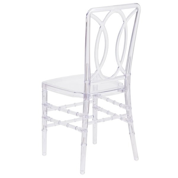 Flash Elegance Crystal Ice Stacking Chair with Designer Back