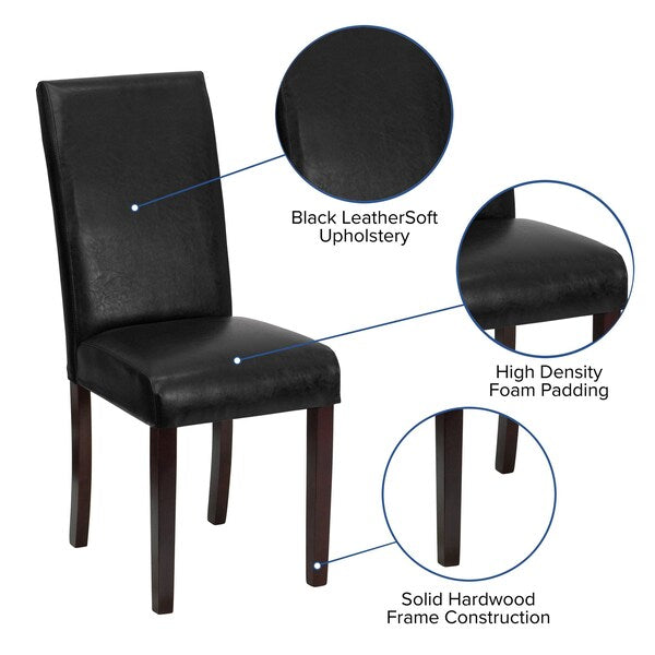 Black LeatherSoft Parsons Chair, PK2