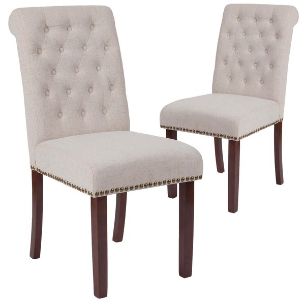 Beige Fabric Parsons Chair