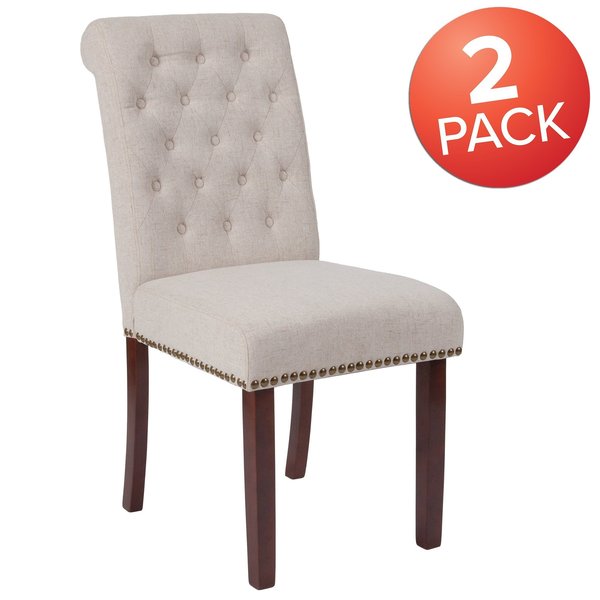 Beige Fabric Parsons Chair