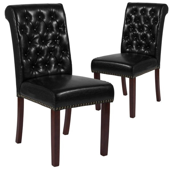 Black Leather Parsons Chair