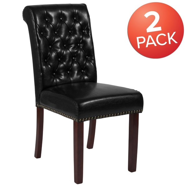 Black Leather Parsons Chair