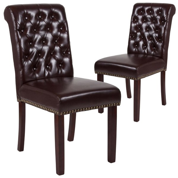 Brown Leather Parsons Chair