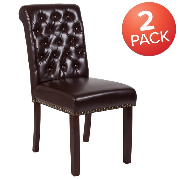 Brown Leather Parsons Chair