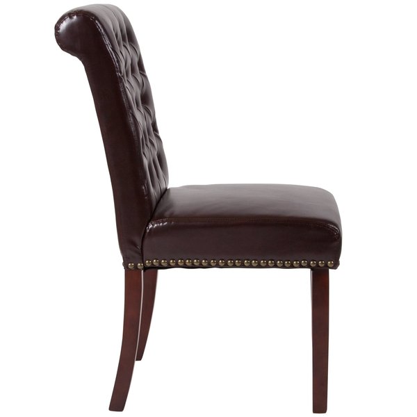 Brown Leather Parsons Chair