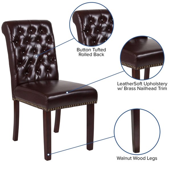 Brown Leather Parsons Chair