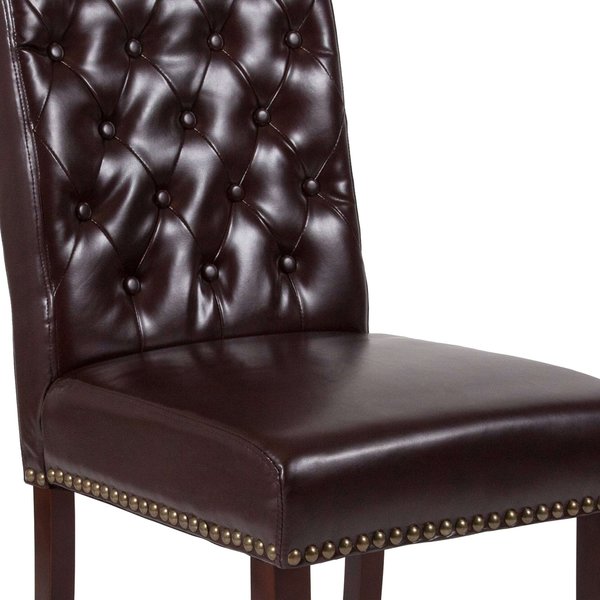 Brown Leather Parsons Chair