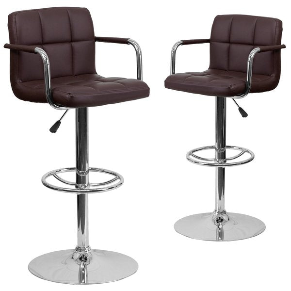 Brown Quilted Vinyl Barstool