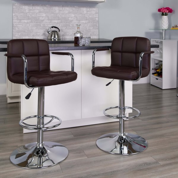 Brown Quilted Vinyl Barstool