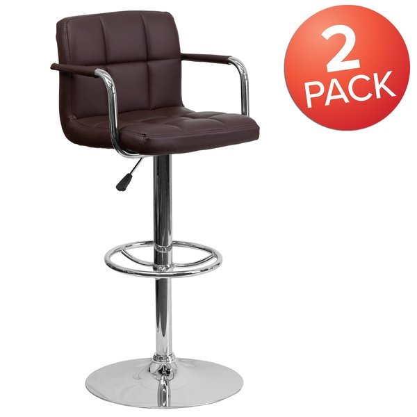 Brown Quilted Vinyl Barstool