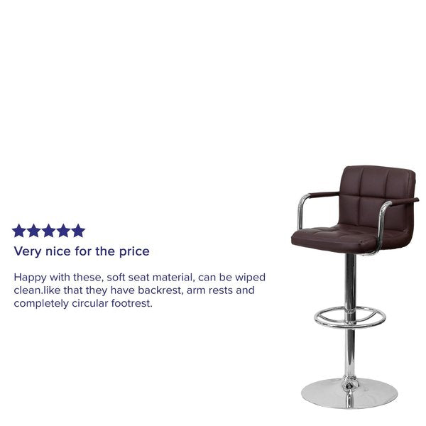 Brown Quilted Vinyl Barstool